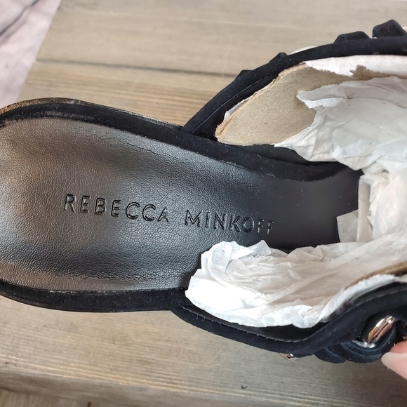 rebecca Minkoff Gayiah Suede Stacked Heeled Mules - Picture 14 of 16